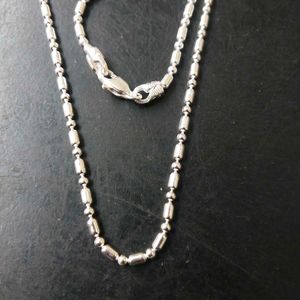 Pure Silver ._. Dot Ball Mix Snack Chain  22"inc