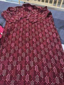 Maroon Printed Kurta