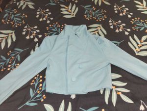 Chic Light Blue Cropped Jacket