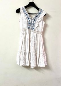 White Embroidered Mini Dress