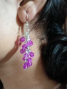 Purple Crystal Cluster grapes shaped Dangle Earrin