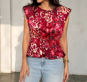 Stylish Floral Print Sleeveless Top