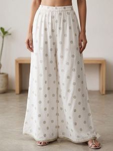 White Polka Dot Palazzo Pants