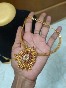 matt finish attigai necklace set with earrings