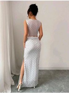 Polka Dot Crop Top &amp; Maxi Skirt Set