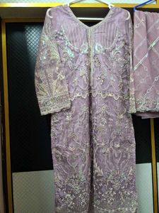 Lavender Embroidered Kurta Set