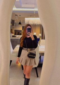 Cute Beige Pleated Mini Skirt
