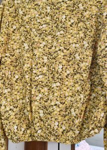 Chic Yellow Floral Wrap Blouse