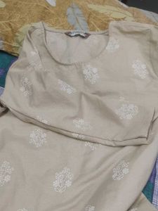Elegant Beige Kurta with Delicate Print