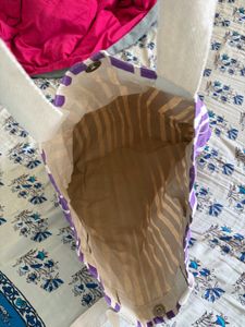 Purple Striped Tote Bag