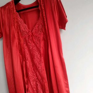 Elegant Red satin Nightgown