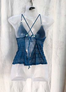 11810. Blue Lace Halter Top