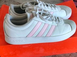 Adidas White &amp; Pink Striped Sneakers
