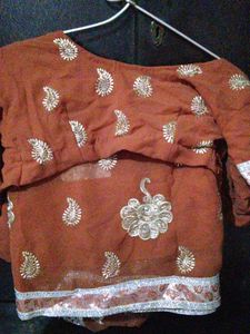 Embroidered Red Saree