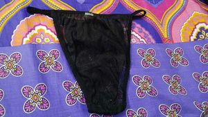 Sheer Black Lace Thong Panty