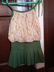 Floral Top with Green Accents
