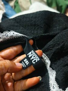 I. Black Lace Trim Camisole Top