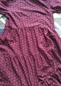 Burgundy Tiered Embroidered Dress💜✅️