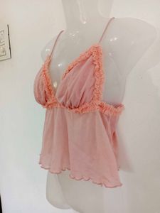 Pink Sheer Babydoll Top
