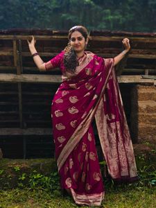 Elegant Maroon Banarasi Silk Saree