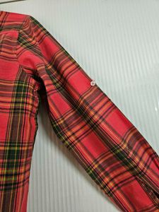 Classic Coral Pink Plaid Button-Up Shirt