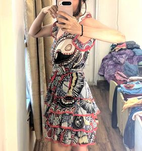 Boho Print Tiered Mini Dress