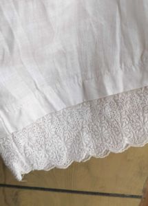 White Cotton Palazzo Pants with Lace Trim