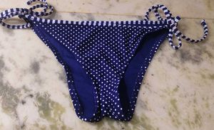 Navy Blue Polka Dot Bikini Bottom