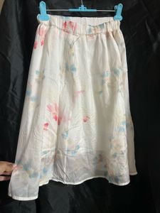 Chic Floral Print Ethnic Skirt