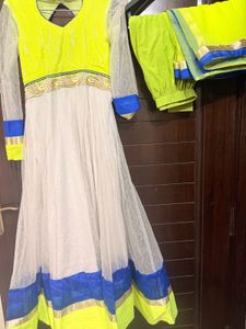 Women's Bright Neon &amp; White Kurta Set