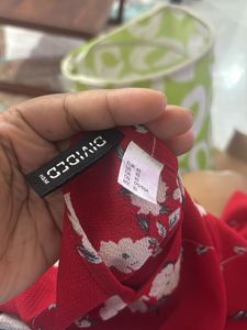 h &amp; m Red Floral Print Mini Dress