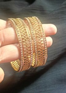 Elegant Gold Bangles with Stones