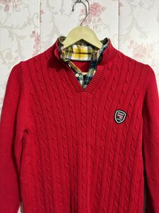 Red Cable Knit Sweater