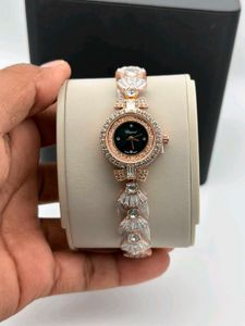Elegant Chopard-Style Watch with Crystal Accents