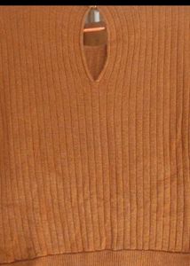 Woolen Brownish Musturd A-Line Dress