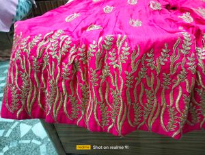 Hot Pink Embroidered Palazzo Pants