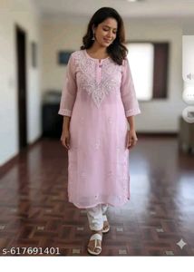 Pink Chikankari Kurta