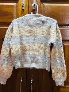 Striped Knit Cropped Cardigan