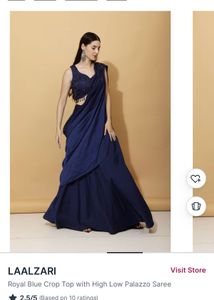 Royal Blue Crop Top  Saree