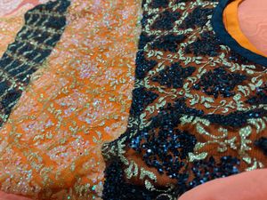 Orange &amp; Black Embroidered Kurta