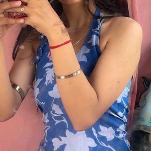 Blue halterneck floral kurta