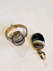 Natural Sulemani Aqeeq Ring + Pendant Set