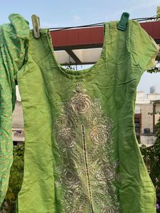 Green Embroidered Kurta Set