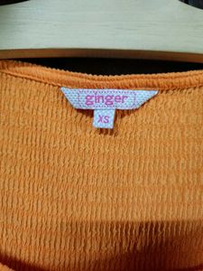 Orange Textured Sleeveless Bodycon Dress