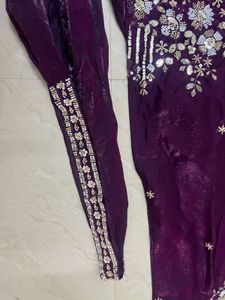 Embroidered Purple Silk sharara