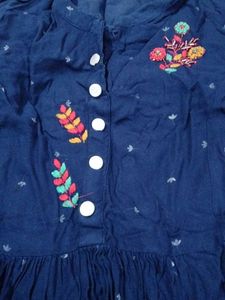 Navy Blue Embroidered Dress