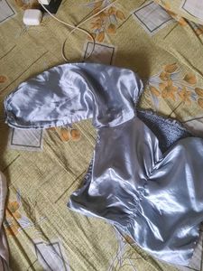 Satin Ruched Puff Sleeve Top