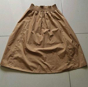 Tan Skirt with Smocked Waist