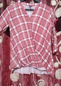 Pink Plaid Blouse - Size Medium