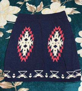 Boho Aztec Print Knit Mini Skirt
